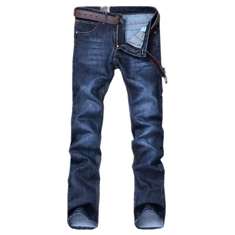 Wholesale High Quality Men Cotton Straight Classic Jeans Male Denim Pants Dark Blue New Design Men Casual Trousers