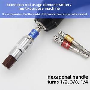 3 in 1 Impact Grade <b>Socket</b> Adapter/<b>Extension</b> Turns Power Drill Into High Speed Nut Driver 1/4", 3/8" 1/2" Drive <b>Socket</b> to Drill - Product Image 2