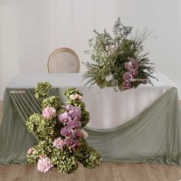 Arrangement de fleurs artificielles 5D, fleurs rose clair, feuilles vertes pour la décoration de table de mariage, de remise de diplôme, de la Saint-Valentin