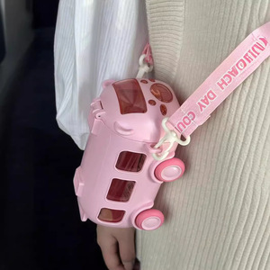 Creative Cartoon Bus Car Straw Cup For Children Portable Outdoor Water Bottle Back To School Spring 2024 - Product Image 2