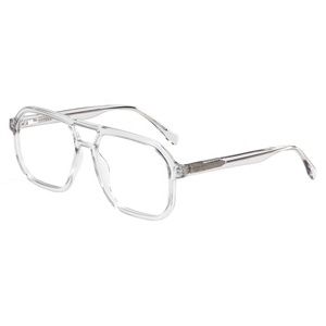 Montura <span class=keywords><strong>De</strong></span> <span class=keywords><strong>gafas</strong></span> <span class=keywords><strong>De</strong></span> acetato para Hombre y mujer, <span class=keywords><strong>De</strong></span> doble puente para piloto Lentes ópticas, <span class=keywords><strong>graduadas</strong></span> - Product Image 4