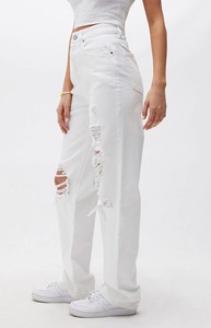 Ripped Hole Distressed Women <strong>White</strong> Denim Jeans Trendy Straight Fit <strong>Lady</strong> <strong>Trousers</strong> Jeans Washed Denim Cargo Pants for Women - Product Image 4