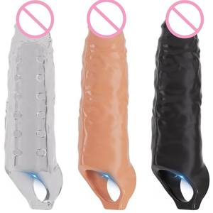 Erkekler İçin Yeniden Kullanılabilir Yumuşak Silikon Uzatıcı Prezervatif Gerçekçi Yetişkin Seks Oyuncağı Silikon Malzeme Kılıf Geciktirici Prezervatif - Product Image 4