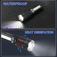 Lampe torche portable USB rechargeable en ABS, 5W, 800 lumens, 6000K, lumière du jour, faisceau de 200M, tactique, camping en plein air