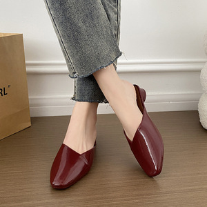 Women's Summer Closed-Toe PVC Half- Chunky Heel <b>Height</b> <b>Increasing</b> Non-Slip Crystal <b>Shoes</b> - Product Image 2