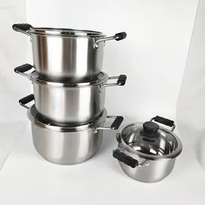 厨具不锈钢汤锅带盖双柄金属汤锅