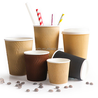Gobelets à café en papier ondulé personnalisés de qualité alimentaire, isolés, pour boissons chaudes et froides, avec couvercle, pour café à emporter