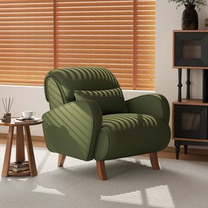 Sillón Individual Moderno Minimalista de Chenilla para Sala de Estar, Sillón Relajante de Color Sólido con Patas de Madera - Product Image 2