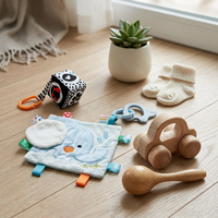 4 jouets sensoriels Montessori pour bébés, hochet en bois naturel, jouets noirs et blancs, cadeau de naissance pour bébés