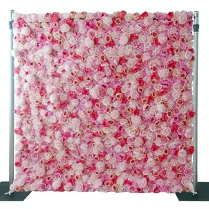Silk Rose Flower Wall Panel Artistic Ambiance Roll Cloth Backdrop Artificial White Feather Flowers for Wedding Decor Christmas