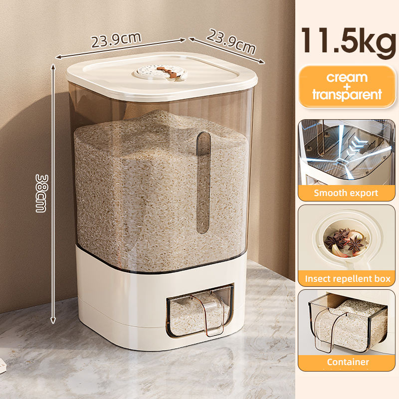 Crème + Transparent, capacité de 11,5 kg de riz