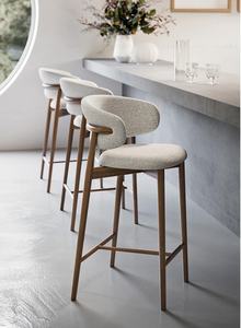 Taburete de Bar de Madera Maciza de Estilo Nórdico con Tapicería de Tela, Silla <span class=keywords><strong>para</strong></span> Barra de <span class=keywords><strong>Cocina</strong></span>/Island <span class=keywords><strong>para</strong></span> Hogares de la UE/EE. UU. - Product Image 2