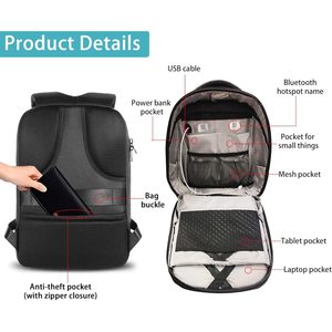 Welaso Smart Bluetooth LED <b>Backpack</b> 20-35L Programmable Display Unisex Laptop Daypack with USB and Rain Cover - Product Image 5