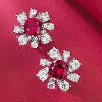 925 Pure Silver Fine Stud Boys Ohrringe Neue kompakte exquisite Pigeon Blood Ruby Boys Ohrringe Einfache vielseitige Ohr zubehör