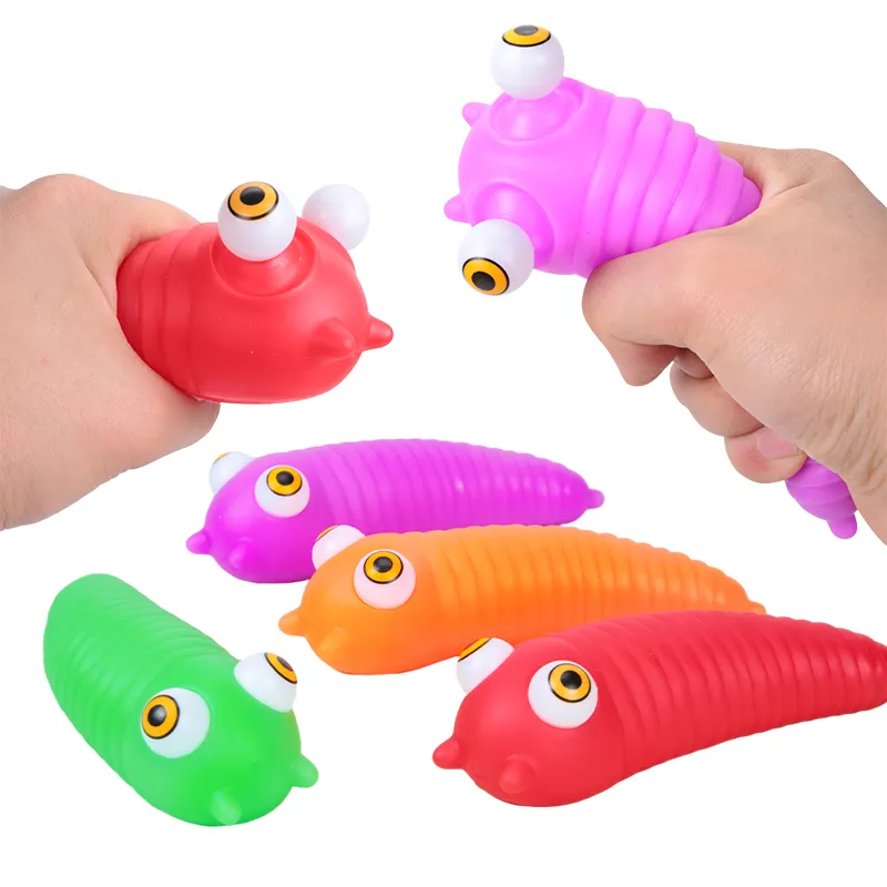 Top Seller wholesale customization fidget toys kids OEM&ODM logo print anti stress squishy toys eyes pop-out finger slug