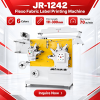 Imprimante d'étiquettes flexographiques haute vitesse JR-1242, longueur d'impression 111-300 mm, machine d'impression flexographique 6 couleurs pour étiquettes d'entretien des vêtements