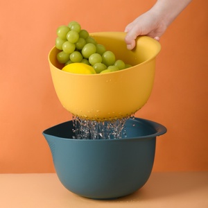 ชุดกระชอนกรองสองชิ้นแบบวงกลม พับได้ ทำจากซิลิโคน สำหรับล้างผักผลไม้ - Product Image 4