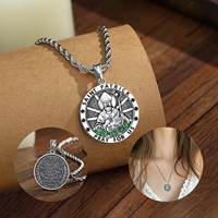 Merryshine Pendentif Médaille en Laiton Vert Saint Patrick, Bijou Religieux Catholique Chrétien, Amulette de Protection et d'Inspiration