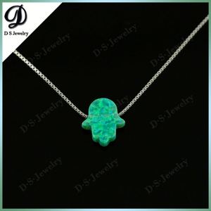 OP11 Kiwi venta al por mayor joyería de moda Hamsa forma ópalo sintético colgante/Joyería de ópalo - Product Image 6
