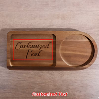 Plateau à thé en bois personnalisé gravé au laser pour un petit-déjeuner japonais, plateau en bois avec 2 sous-verres