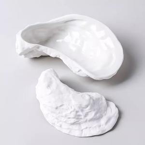 Plats d'huîtres en céramique plaque de coquille d'huître Chaoda usine en céramique approvisionnement direct en <span class=keywords><strong>porcelaine</strong></span> pour Restaurant assiettes irrégulières blanc - Product Image 3