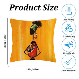 Lukisan minyak tradisional seni Afrika Wanita cetak Linen ukuran standar ruang tamu dekoratif sarung bantal untuk kursi Sofa - Product Image 4