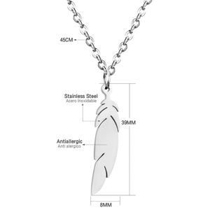 Collar de Cadena con Forma de Pluma de Acero Inoxidable Chapado en Oro de 18k, Estilo Vintage, para Mujer, Regalo - Product Image 4