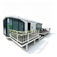 Maison capsule spatiale moderne, cabine modulaire préfabriquée, isolation phonique, chambre d'hôtel mobile pour complexe hôtelier panoramique et hébergement en maison d'hôtes