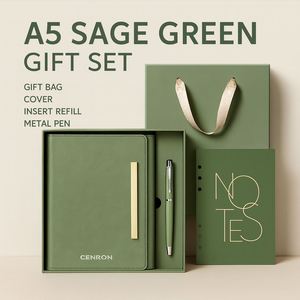 Gift Ready A5 Notebook & Pen Business Gift Box with Gift Bag - Matching Colors, Logo Customization - Product Image 1