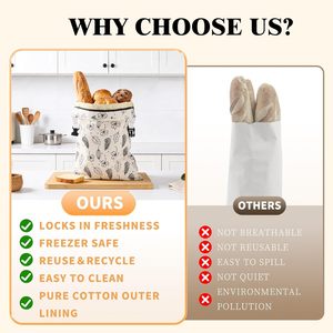 2 Buah Kantong Roti Lilin Lebah yang Dapat Digunakan Kembali untuk Roti Buatan Sendiri Sourdough untuk Menjaga Kesegaran, Aman untuk Freezer, Ukuran Besar dengan Ritsleting dan Gesper Elastis - Product Image 3