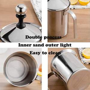 <span class=keywords><strong>Mousseur</strong></span> à lait manuel en acier inoxydable de 400ml pour cappuccino à café - Product Image 5