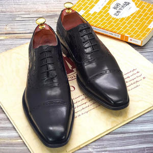 2026 Leather Men's Business Formal Autumn Slip-On <b>Dress</b> <b>Shoes</b> with Engraved Pointed Toe Brogue Handcrafted <b>Oxford</b> Style - Product Image 3