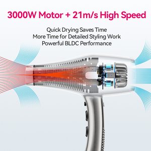 <span class=keywords><strong>S</strong></span>èche-cheveux ionique professionnel FirePhoenix F1Max Pro, moteur BLDC 21 m/<span class=keywords><strong>s</strong></span>, 3000 W, avec <span class=keywords><strong>2</strong></span> concentrateurs résistants à la chaleur, cordon de 3,5 m - Product Image 4