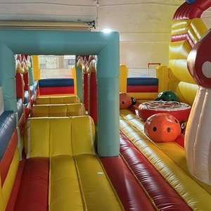 Gran dos secciones de dibujos animados coloridos más vendidos de lujo Gaming Bouncy Combo escalada inflable Jumping Castle Playground verano - Product Image 5