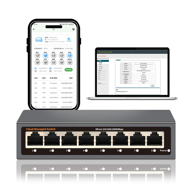 Managed POE Switches 8 Port Full Gigabit Ethernet Switch Lite Managed WEB/ APP 8*10/100/1000Mbps RJ45 Ports