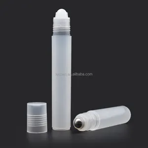 Wholesale 10ml 15ml 20ml 30ml Frosted matte empty essential oil perfume white pp roll on bottle with metal roller ball