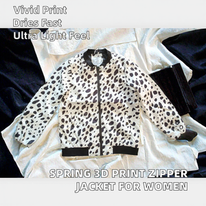 Blouson Bomber Femme Printemps à Prix de Gros Abordable, Motif 3D Intégral Imprimé, Logo Tissé sur le Devant, Doublure Fine à Fermeture Éclair, Écologique - Product Image 2