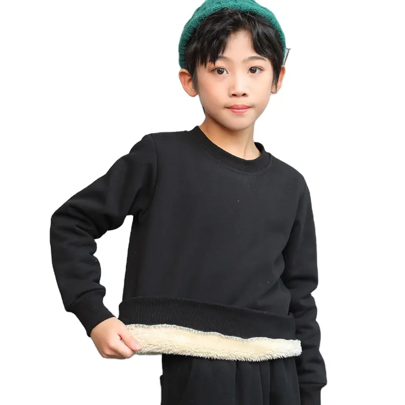 Winter Boy 'S Sweater Plus Fluwelen O-hals Zacht Fleece Dik Warm Houden Slanke Kinder Pullover Verdikking Trui Hoodies