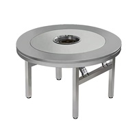 Robuster Einbau-Induktionsherd & Drehbarer Klappbarer Edelstahl-Rundtisch für Hot Pot, Geeignet für Zuhause und Restaurants