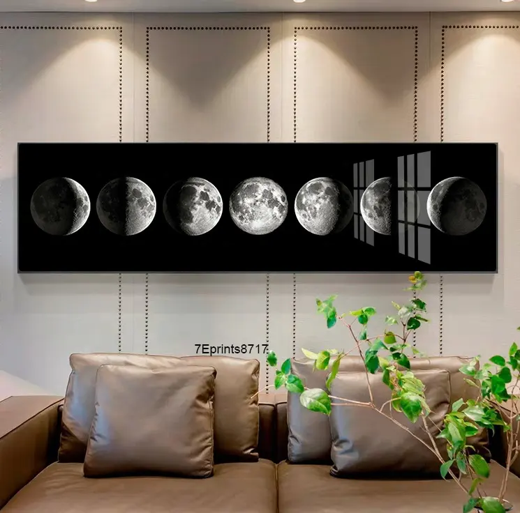 Wall Painting Abstract Abstract Printing Moon Black White Landscape Art Wall Crystal Porcelain Painting Luxury For Office Home Decor Art Posters