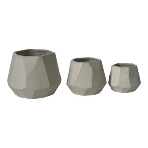 Set di 3 fioriere moderne geometriche angolari grigie per interni ed esterni, vasi per fiori per decorazioni per la casa e il soggiorno - Product Image 2