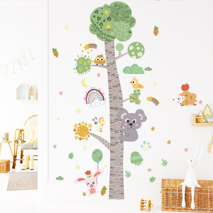 Grande taille bébé <span class=keywords><strong>chambre</strong></span> d'enfant dessin animé animal arbre croissance tableau règle décoration murale autocollants 3d - Product Image 4