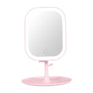 Touch Screen Portátil de alta qualidade Custom Square Maquiagem Espelho Folding Tabletop Iluminado Led Makeup Mirror Espelho de vestir