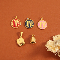 Pendentif Caméra Passeport Tendance pour Femme et Homme, Breloques Frites, Café, Fleur en Émail en Acier Inoxydable Plaqué Or 18K pour la Fabrication de Bijoux