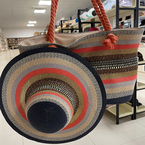 Bán buôn mùa hè người phụ nữ mặt trời bảo vệ rộng vành thiết kế mềm rơm mặt trời bãi biển hat với Bag Set cho phụ nữ - Product Image 2