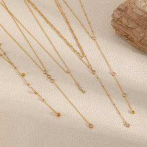 Joyería minimalista para mujer, collar elegante con babero largo de cuentas de acero inoxidable Chapado en Metal de 18 quilates - Product Image 3