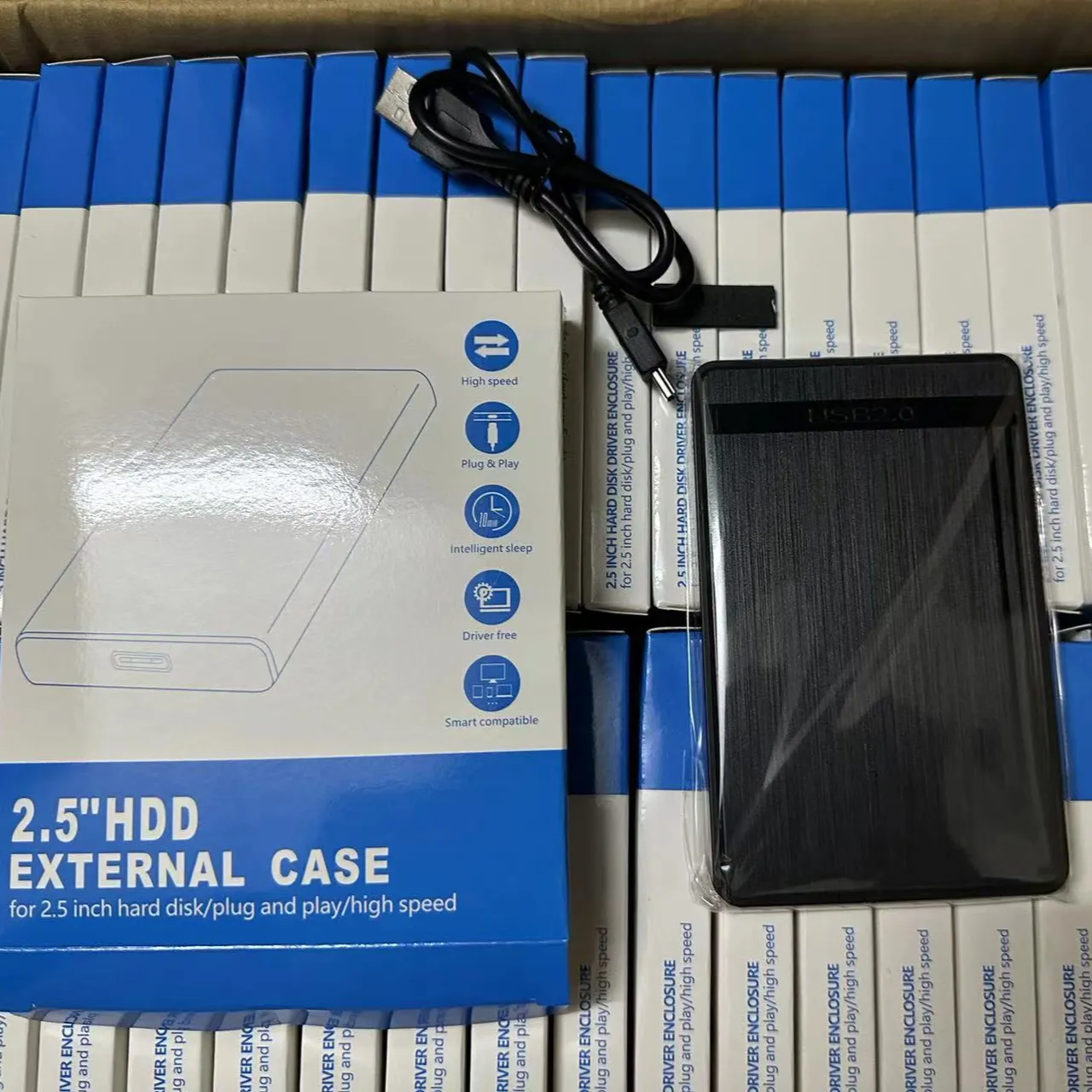 Nueva llegada Usb 2,0 caja de disco duro 2 .. 5 "Sata caja externa cubierta de aluminio portátil Hdd carcasa de protección