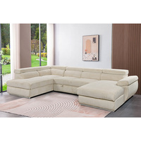 Sofá Cama Convertible de Dos Plazas en Forma de U, Diseño Europeo, sin Brazos, Modular, con Tapizado de Terciopelo y Relleno de Esponja, para Apartamentos