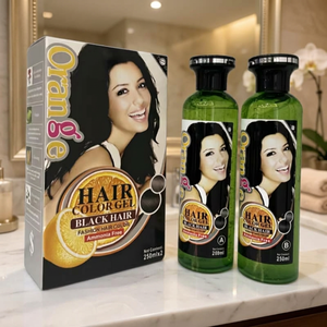 Gel colorant capillaire noir haute brillance résistant à la dé<span class=keywords><strong>coloration</strong></span>, couleur en 5 minutes, 250 ml*2, colorant capillaire professionnel, vente en gros - Product Image 2