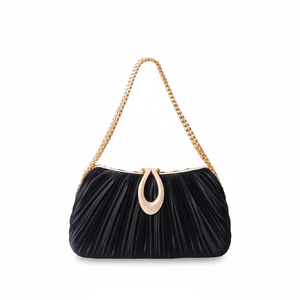 Bolso clutch elegante e casual en seda suave bordado con perlas en forma de media luna estilo indio ideal para novias y bodas - Product Image 1